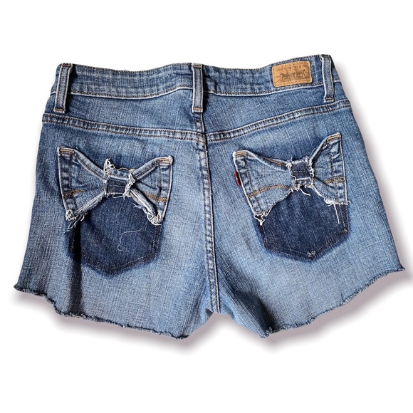 Levi's Pants - Levi’s Reworked Mid Rise Denim Cutoff Shorts Custom Made Bow Pockets size 27